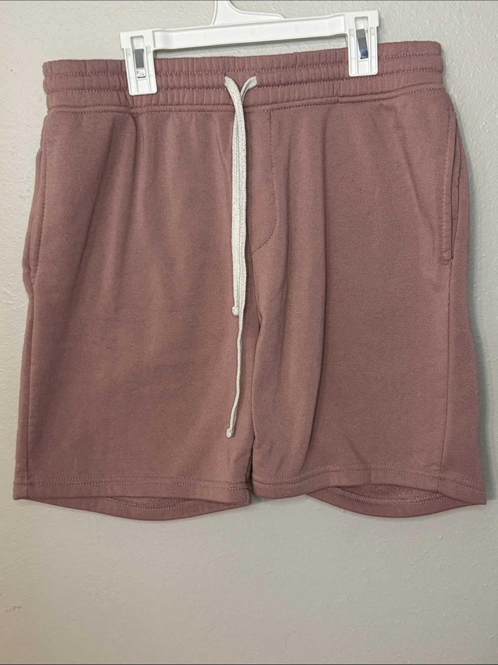 Brooklyn Cloth Mauve Drawstring Fleece Shorts with White Cord